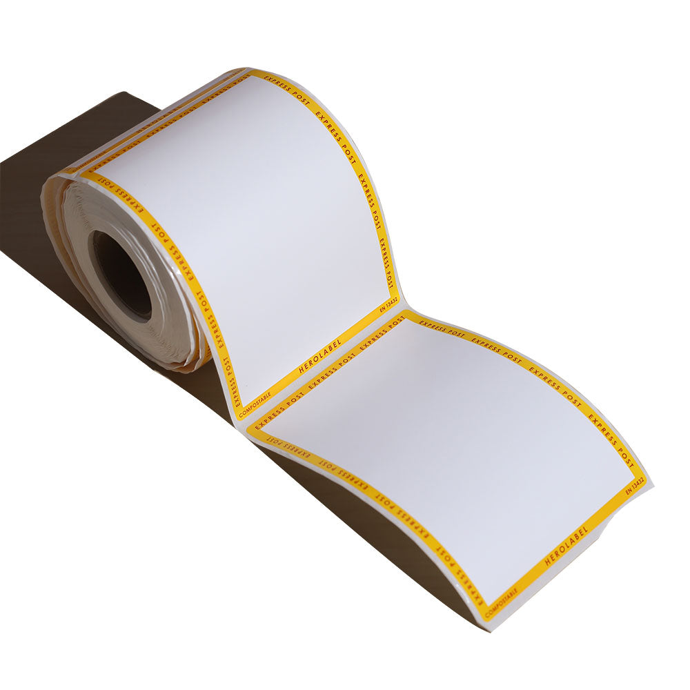 Mesh Packing Labels Compostable Shipping Labels on Rolls | Hero Packaging