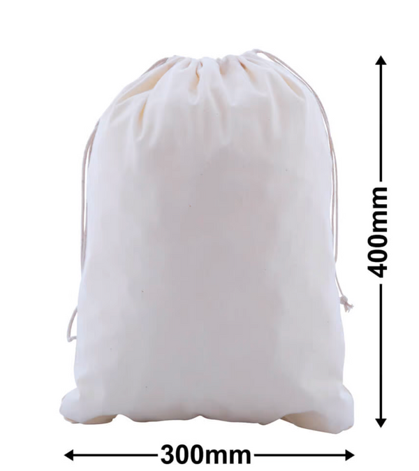 HERO Calico Drawstring Dust Bags - Custom or Plain - made with Recycled Cotton